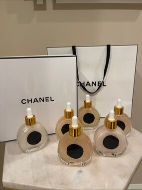CHANEL Illuminating Shimmering Body Oil Fragrance Drop Bottles.